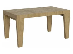 Mesa de comedor extensible de madera Kristo patas en V-Color Gris cemento-Base y soporte con ruedas-Alargaderas -Ancho extensible