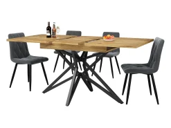 Mesa de comedor extensible - 120/160 x 80 x 66,1 cm - patas en forma de estrella - MDF + Metal - natural