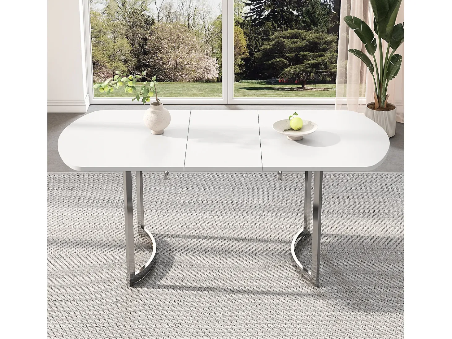 Mesa de comedor extensible para 4 a 6 personas en MDF - 140/180 x 80 cm - Blanco