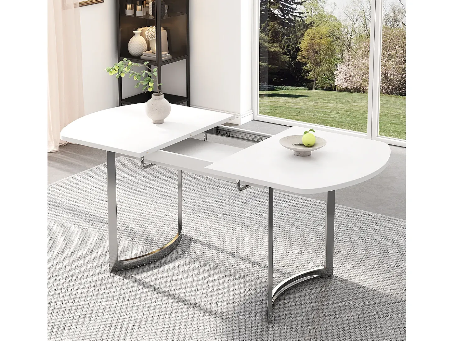 Mesa de comedor extensible para 4 a 6 personas en MDF - 140/180 x 80 cm - Blanco