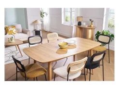 Mesa de comedor extensible en fresno natural L130-160 NORDECO
