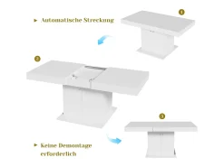 Mesa de comedor extensible - 4 a 8 personas - con espacio de almacenamiento - Tablero de partículas blancas - 140/180x80x76cm