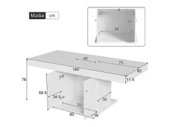 Mesa de comedor extensible - 4 a 8 personas - con espacio de almacenamiento - Tablero de partículas blancas - 140/180x80x76cm