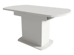 Mesa de comedor extensible ovalada con almacenaje - tirador dorado - Blanco 110(130)x70x75cm