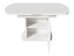 Mesa de comedor extensible ovalada con almacenaje - tirador dorado - Blanco 110(130)x70x75cm