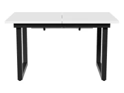 Mesa de comedor extensible, diseño industrial, robusta, fabricada en MDF, estructura de metal, estilo moderno, color blanco y negro (140/180x80x75 cm)