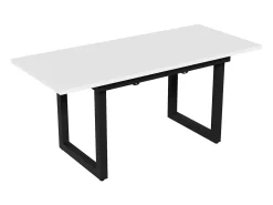 Mesa de comedor extensible, diseño industrial, robusta, fabricada en MDF, estructura de metal, estilo moderno, color blanco y negro (140/180x80x75 cm)