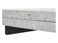 Mesa de comedor extensible - 99-159 x 74 x 77 cm - Tablero efecto mármol - MDF y metal - Gris + negro