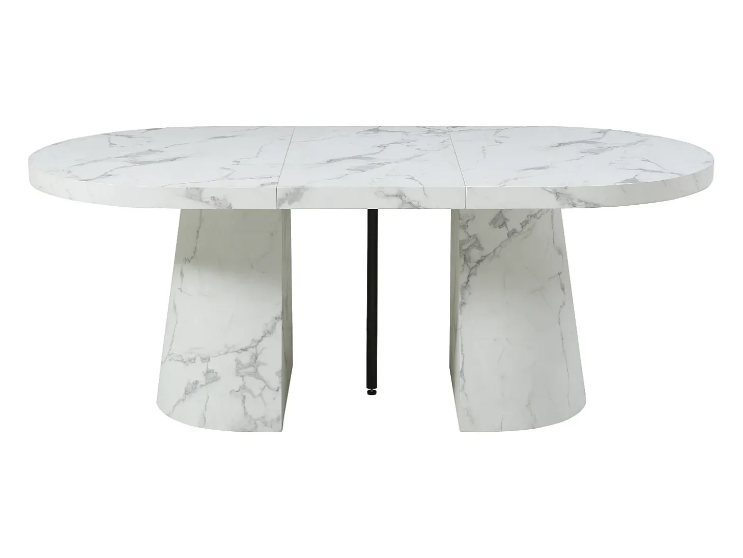 Mesa de comedor extensible de 6 a 12 personas en MDF - Efecto mármol blanco - CLOEVA