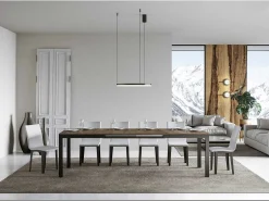 Mesa de comedor extensible Karry evolución-Color Marrón-Soporte 4 pies-Ancho extensible