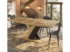 Mesa de comedor extensible - 119-158,5 x 80 x 75 cm - con patas en forma de X - MDF - natural