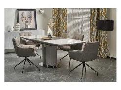 Mesa de comedor extensible estilo mármol gris y cerámica 160cm Ventara