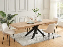Mesa de comedor extensible 6 a 10 comensales de MDF - Natural y negro - CATONAV
