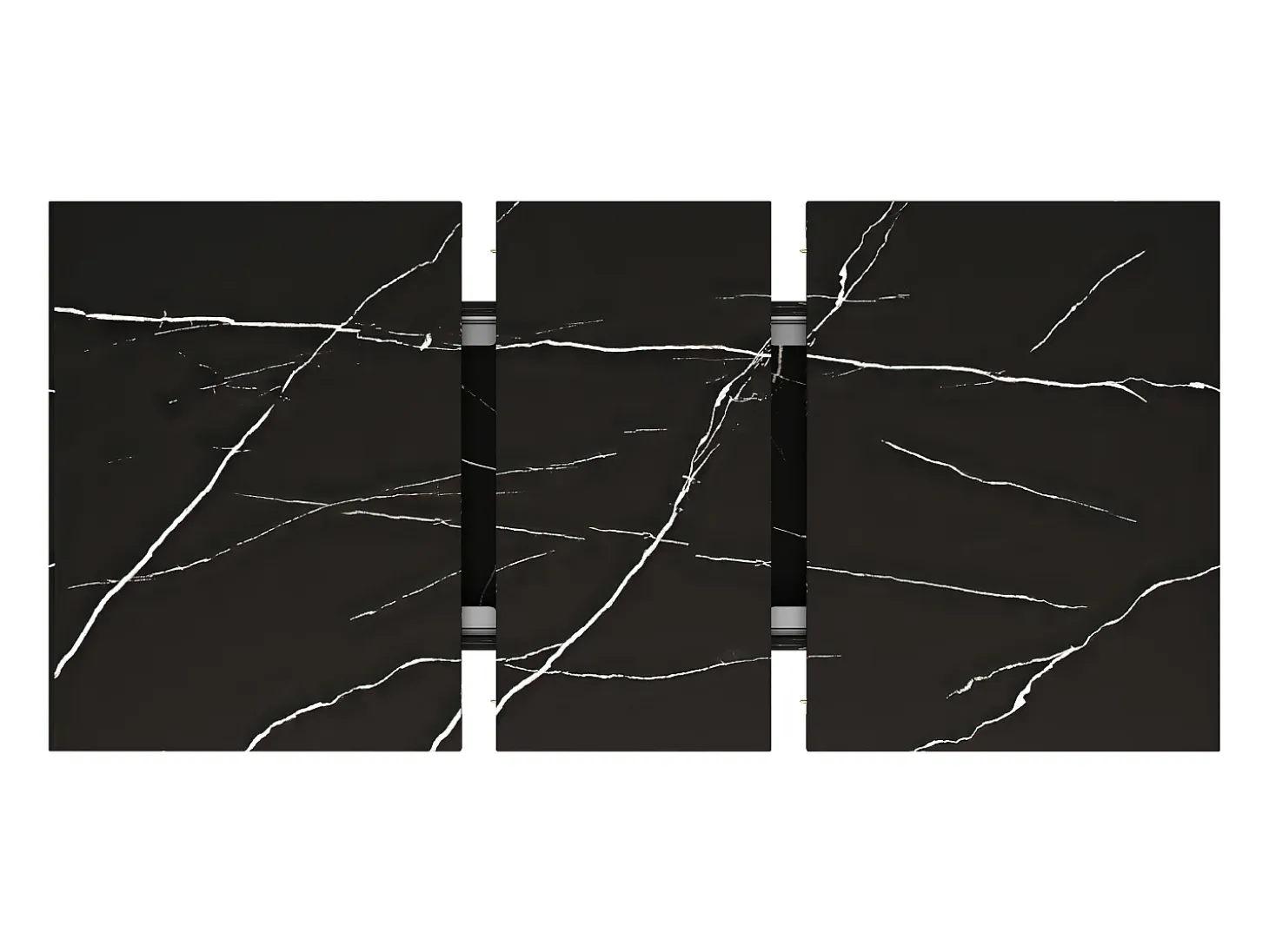 Mesa de comedor extensible (120-160×75×75,5 cm), MDF+Metal, con estampado de mármol negro