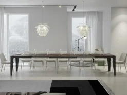 Mesa de comedor extensible evolución Flavio-Color Marrón-Ancho extensible