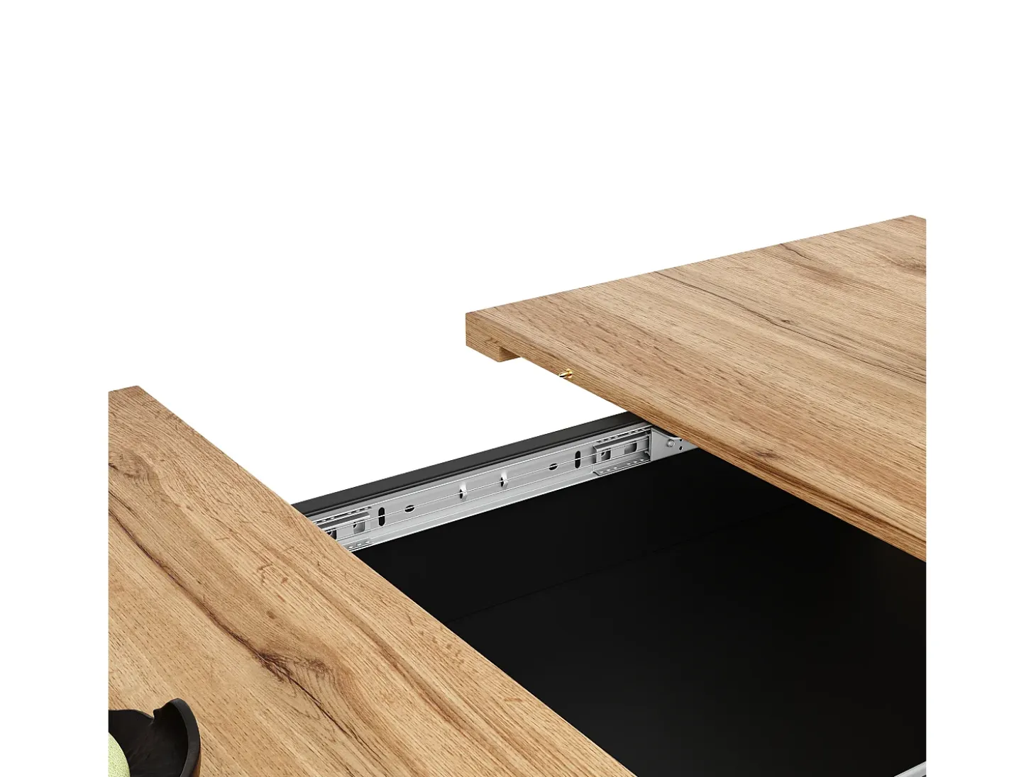 Mesa de comedor extensible en color blanco - Mesa de comedor con tres compartimentos de almacenamiento y puertas de cristal
