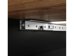 Mesa de comedor extensible en color blanco - Mesa de comedor con tres compartimentos de almacenamiento y puertas de cristal