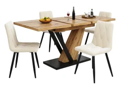 Mesa de comedor extensible - 120/160 x 75 x 75,5 cm - para cocina y salón - MDF + metal - natural
