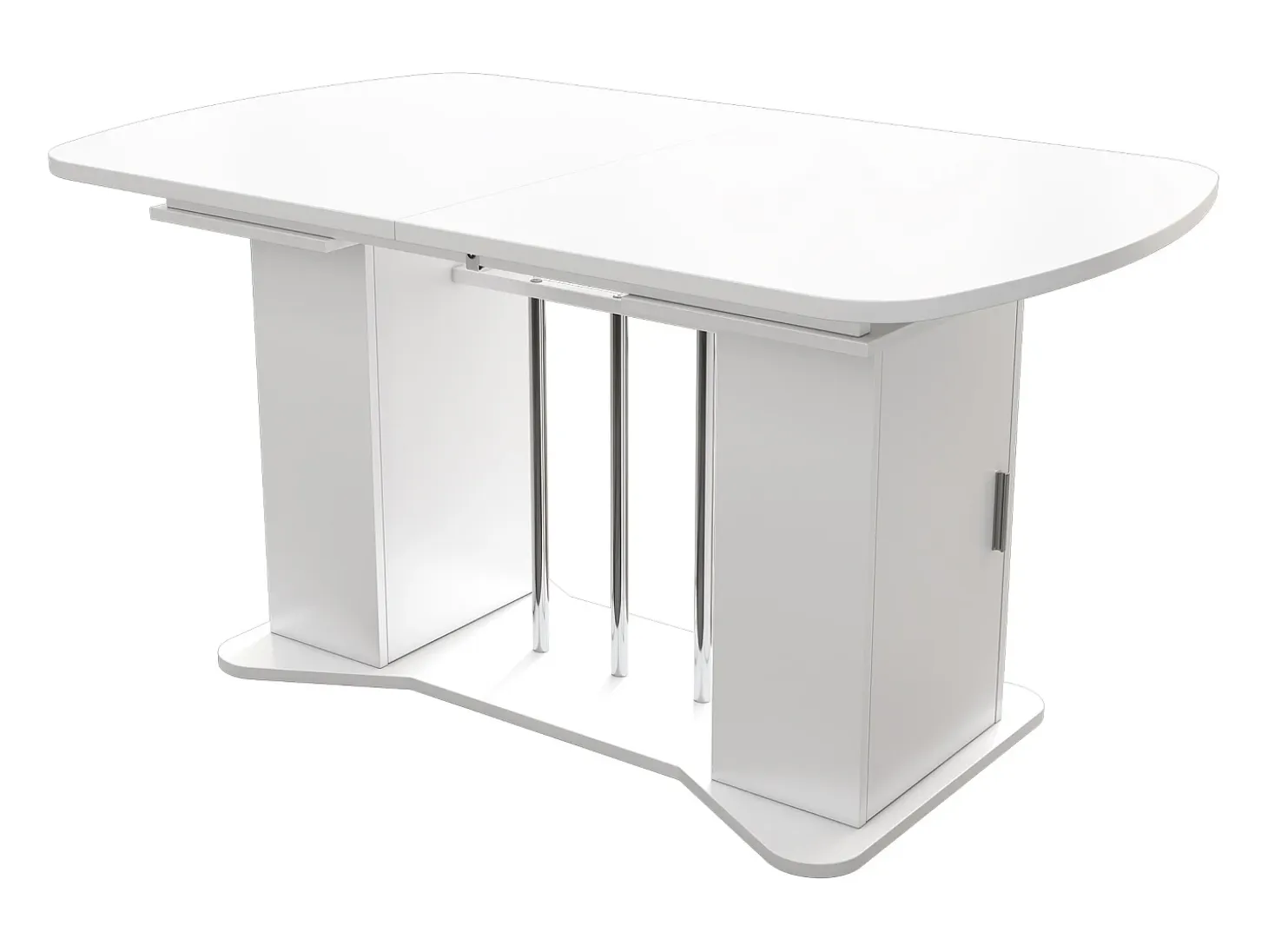 Mesa de comedor extensible 120/160 x 80 cm para 4 a 6 personas con almacenaje - Blanco