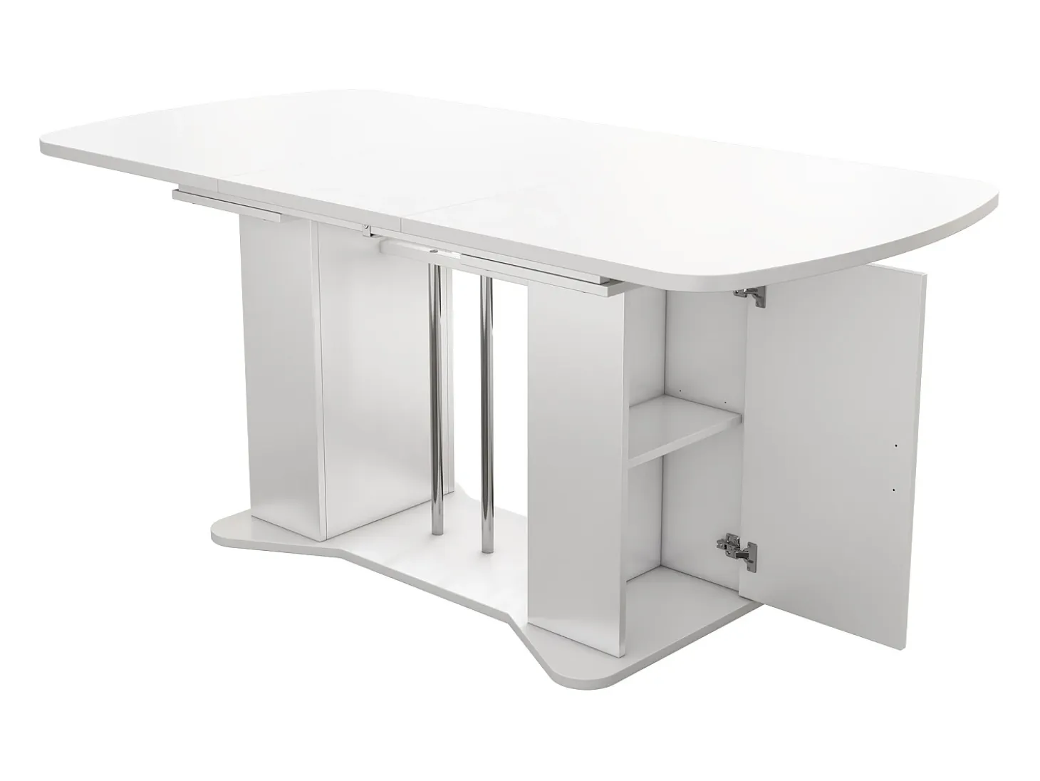 Mesa de comedor extensible 120/160 x 80 cm para 4 a 6 personas con almacenaje - Blanco