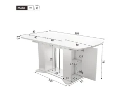 Mesa de comedor extensible 120/160 x 80 cm para 4 a 6 personas con almacenaje - Blanco