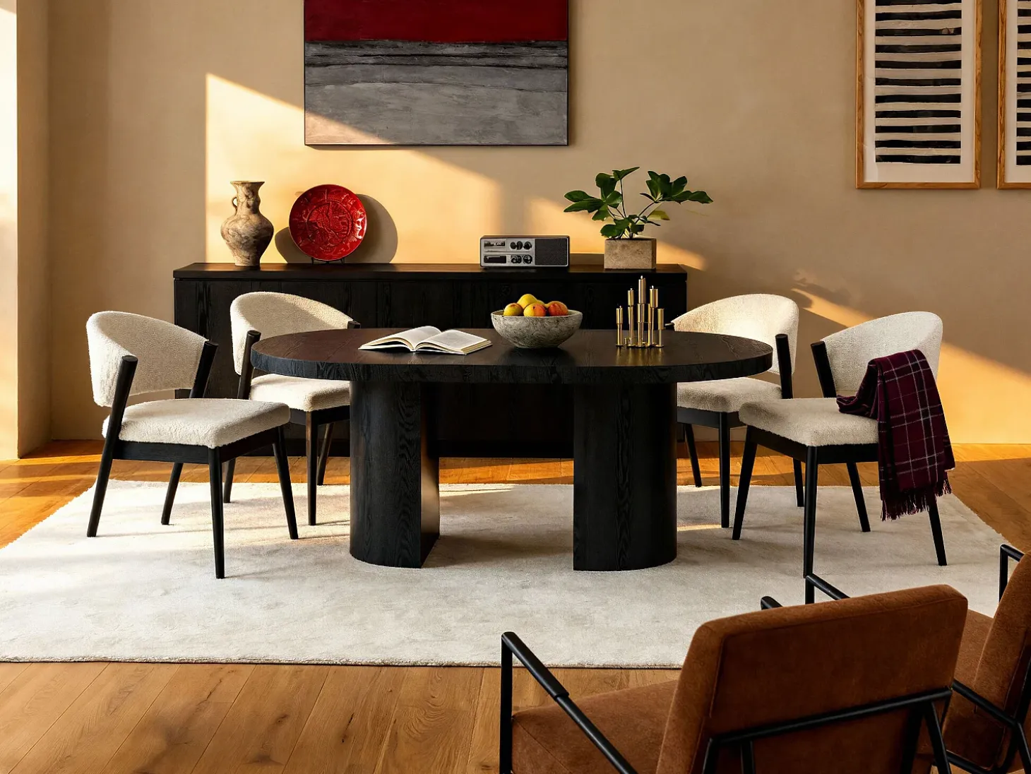 Mesa de comedor extensible 4 a 12 personas de MDF - Negro - SIDRINA