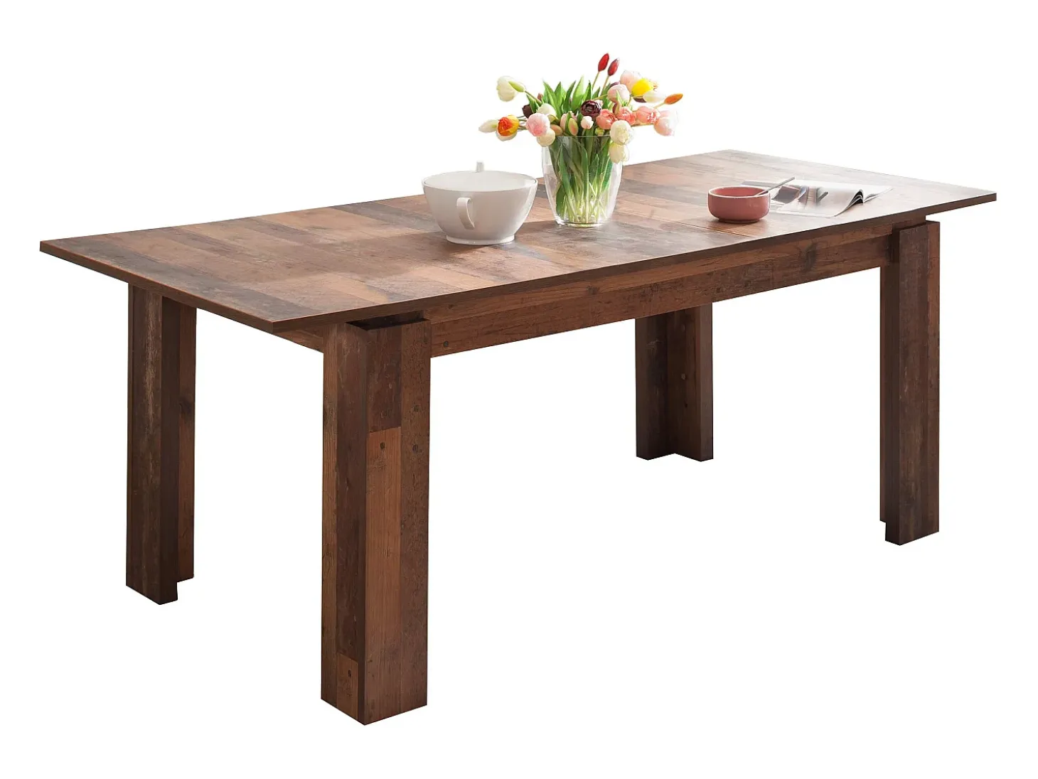 Mesa de comedor extensible 160/200 cm roble rústico Koryne