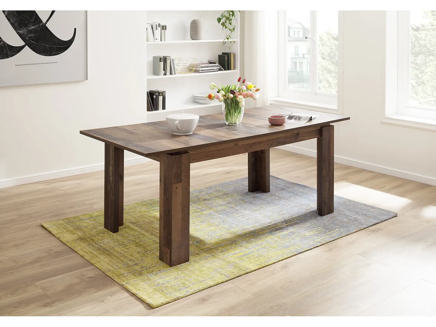 Mesa de comedor extensible 160/200 cm roble rústico Koryne