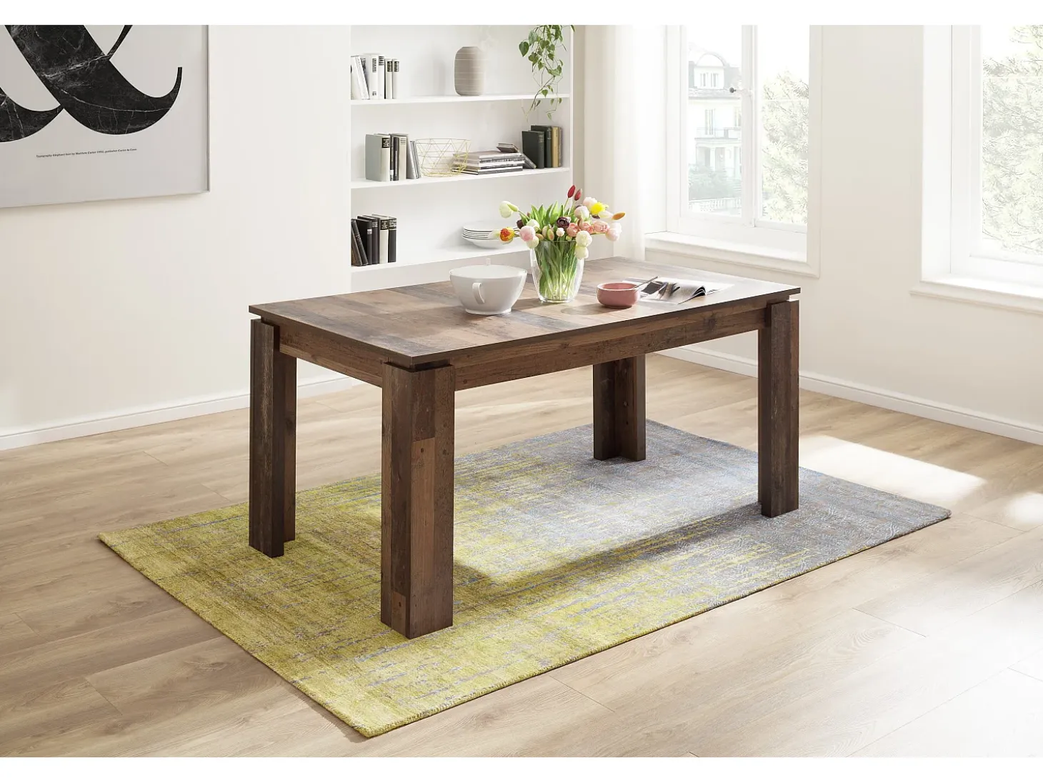 Mesa de comedor extensible 160/200 cm roble rústico Koryne