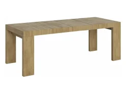 Mesa de comedor extensible de madera Ribo-Color Blanco-Soporte 4 pies-Alargaderas -Ancho extensible