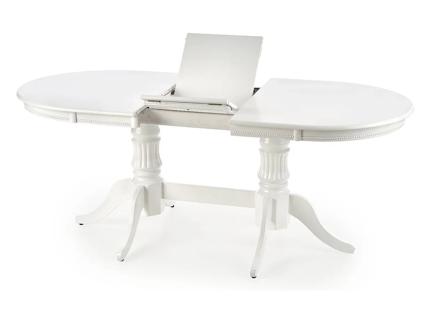Mesa de comedor extensible Roma blanca con estructura de madera maciza