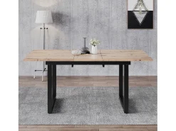 Mesa de comedor extensible para 2 a 6 personas en aglomerado y metal - Natural y negro