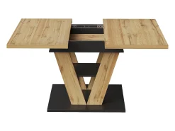 Mesa de comedor extensible 110-140 x 80cm - Tablero imitación madera - Negro y madera