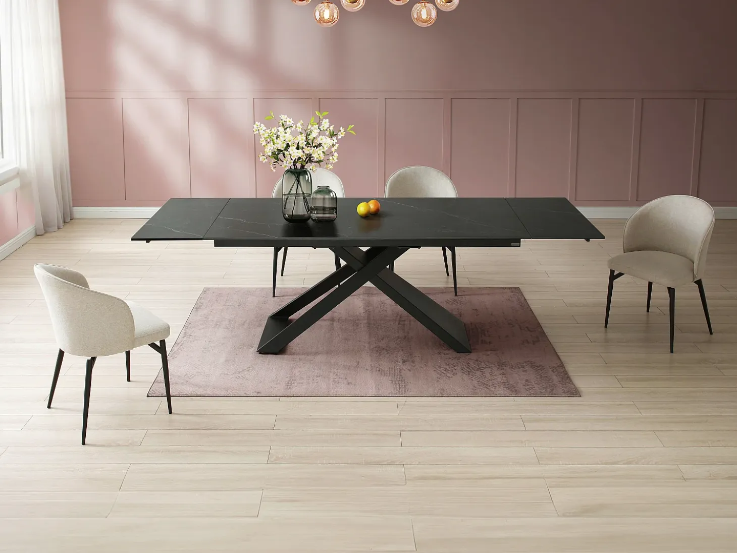 Mesa de comedor extensible de cerámica y metal - Negro - XERENA de Pascal MORABITO