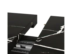 Mesa de comedor extensible para 4-6 personas 160x75cm en MDF con patas de acero regulables, chapa de mármol negro