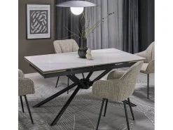 Mesa de comedor extensible 160 / 220 cm aspecto mármol blanco VIKTOR