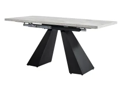 Mesa de comedor extensible 99-159×74cm para 4-6 personas con patas de metal negro - Tapa efecto mármol gris