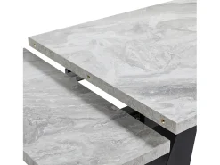 Mesa de comedor extensible 99-159×74cm para 4-6 personas con patas de metal negro - Tapa efecto mármol gris