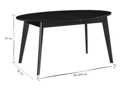 Mesa de comedor extensible negra L160-200 cm MARIK