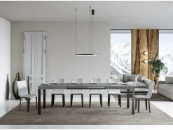 Mesa de comedor extensible Karry-Color Marrón-Soporte 4 pies-Ancho extensible