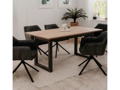 Mesa de comedor extensible DENVER - Roble Sonoma y Antracita - 160-200 cm