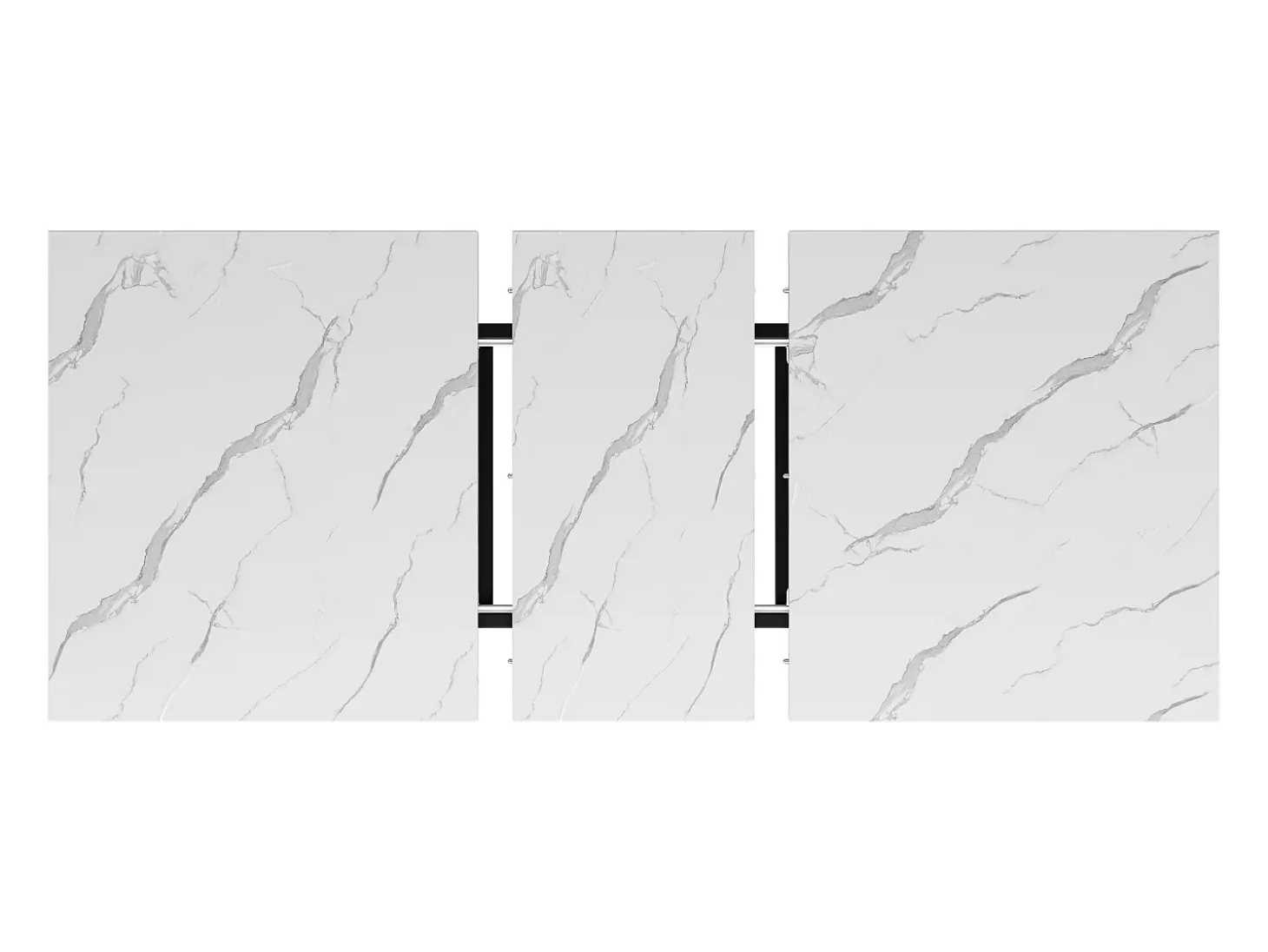 Mesa de comedor extensible (140-179,5x80cm), diseño moderno con patas metálicas cruzadas, MDF, blanco/negro