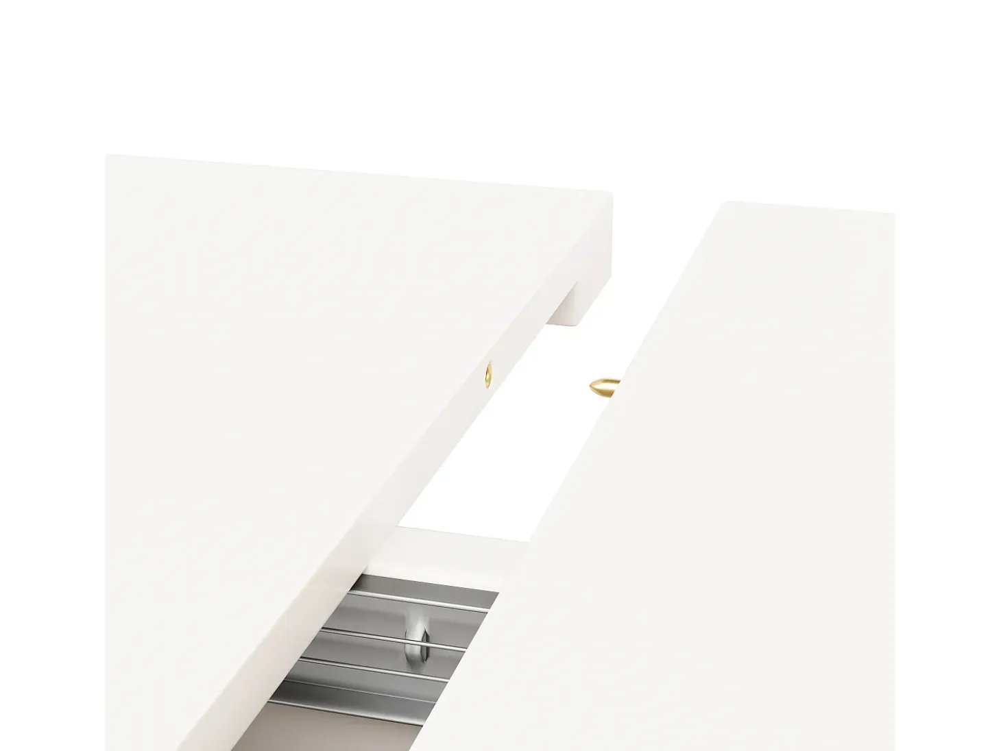 Mesa de comedor extensible blanca - Mesa de comedor con tres compartimentos de almacenamiento y puertas de cristal - almacenamiento abierto