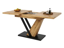 Mesa de comedor extensible 120/160x75x75.5 cm - Para 6 personas - MDF + metal - Natural