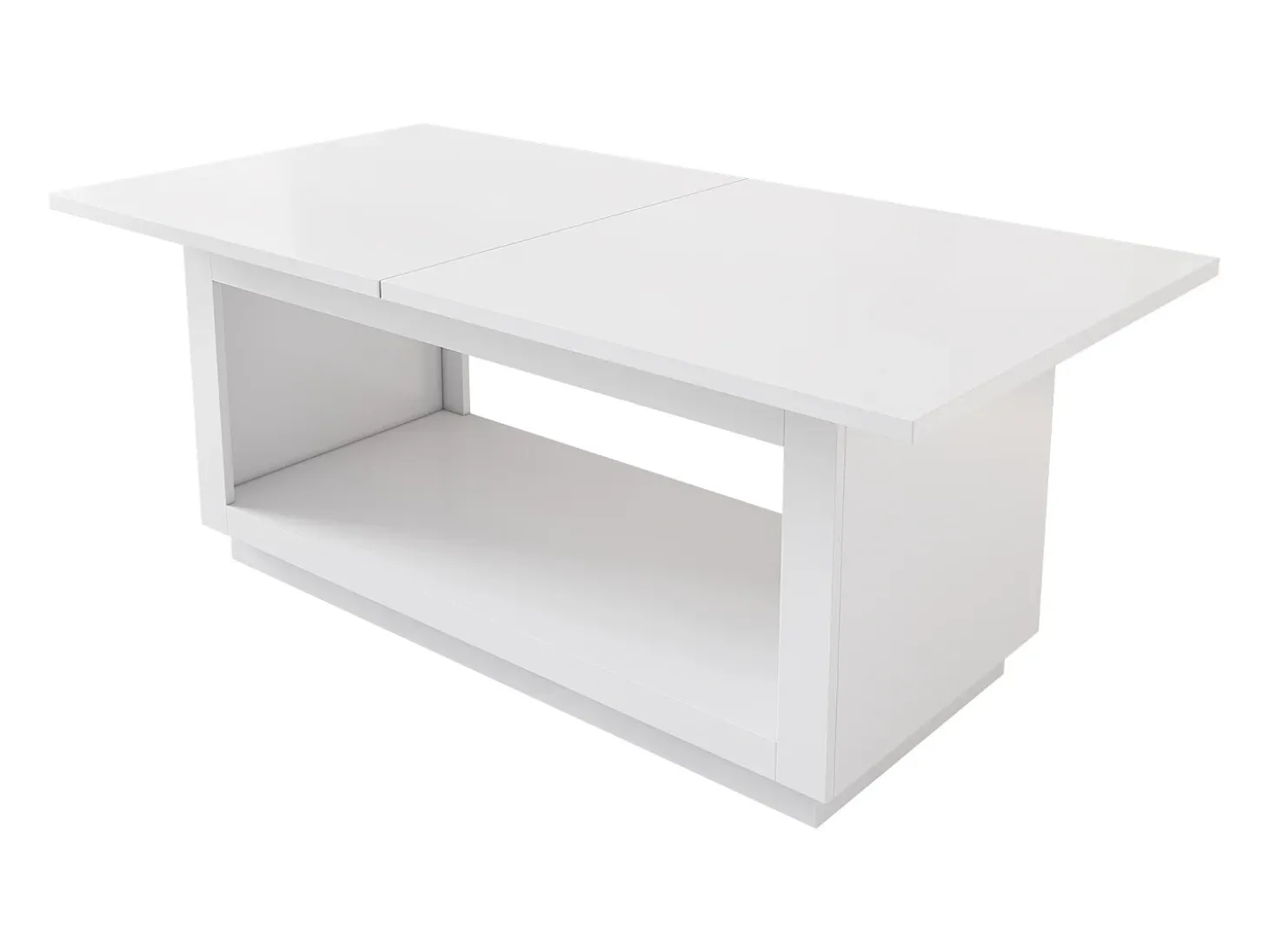Mesa de comedor extensible, cuadrada, mesa de centro, blanca, MDF, (140/180x70x76,5 cm)