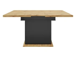 Mesa de comedor extensible para 4 a 6 personas, 110-140 x 80 cm - Con 2 puertas de ratán - Negro y natural claro