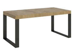 Mesa de comedor extensible tiroz-Color Blanco-Soporte 4 pies-5 alargaderas finas-Ancho extensible