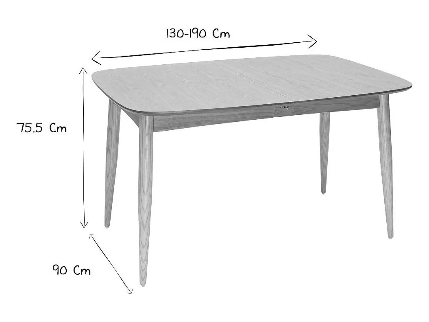 Mesa de comedor extensible fresno L130-190 NORDECO