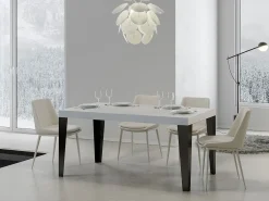 Mesa de comedor Faye 180 cm rectangular de fresno blanco con patas de metal antracita