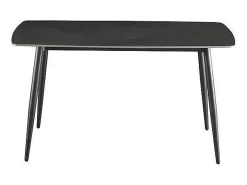 Mesa de Comedor Fija – 140x80x76 cm, Tapa Cerámica de Piedra Sinterizada Imitación Mármol Negro, Patas Metálicas en Negro, Diseño Moderno y Elegante